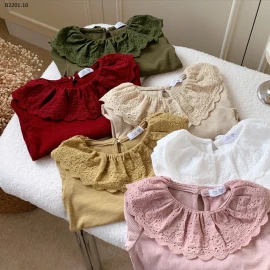 ÁO THUN DÀI TAY BÉ GÁI PHỐI CỔ REN-sỉ 113k