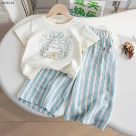 SET ÁO THUN QUẦN KẺ SỌC-Sỉ 161k
