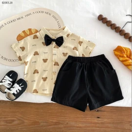 SET ÁO SƠ MI GẤU MIX QUẦN SHORT CHO BÉ TRAI-sỉ 156k