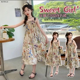 VÁY HAI DÂY HỌA TIẾT BG-Sỉ 138k