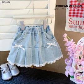 CHÂN VÁY JEANS NƠ BÉ GÁI-sỉ 120k