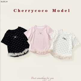 Bộ đồ mùa hè CHERRYCOCO họa tiết chấm bi BG- giá sỉ như sau :  áo 123k/c  Quần 112k/c