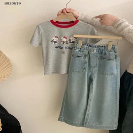 SÉT ÁO PHÔNG KITTY BG  MIX QUẦN JEAN -sỉ Áo : 117k           Quần : 238k
