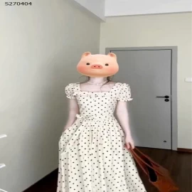 Váy tay bồng cao cấp kiểu Pháp cổ vuông chấm bi giá 405,000 