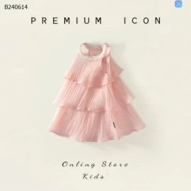 Váy xòe hồng hở vai cho bé gái CUTE nhà PREMIUM ICON-Sỉ 136K
