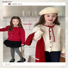 ÁO CARDIGAN CHẤM BI AMBB BG-Sỉ giá sz 90-150: 177k  sz 160: 195k 