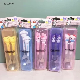 Bộ đồ ăn hai món hoạt hình cầm tay cho trẻ-Giá sỉ 43k