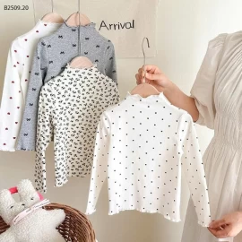 Áo thun dài tay họa tiết chấm bi cho bé gái -giá sỉ  loại thường giá 88k loại lót nhung giá 108k