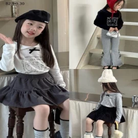 Áo thun nơ cổ búp bê Hàn Quốc mùa thu công chúa Yuyu cho bé -Giá sỉ 135k