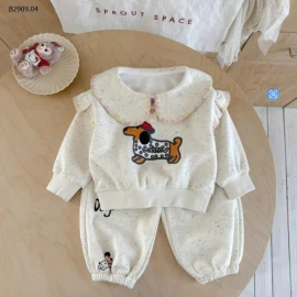 BỘ NỈ HỌA TIẾT CHÓ DỄ THƯƠNG-Giá sỉ 209k