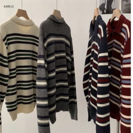 ÁO LEN KẺ CỔ POLO - sỉ 263k