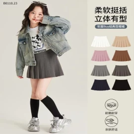 CHÂN VÁY XẾP LY TRƠN MÀU AMYBABY-Giá sỉ 210k