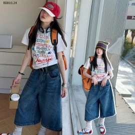 ÁO THUN CHỮ MIX JEANS LỠ SZ ĐẠI - Giá sỉ áo: 145k  quần: 200k 