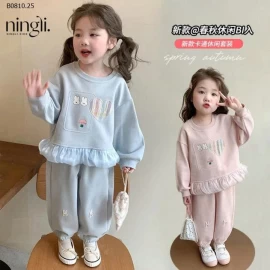 Bộ đồ nỉ thu đông cho bé gái  nhà Ningli- sỉ 180k