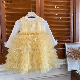 VÁY CÔNG CHÚA CHO BÉ GÁI DẠ PHỐI REN  - sỉ 301k