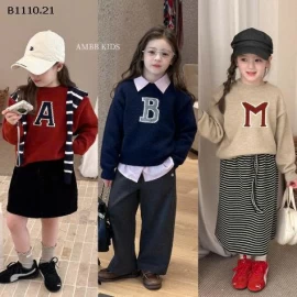 ÁO LEN CHỮ AMBBKIDS-Giá sỉ sz  90-150: 145k   sz    160: 155k