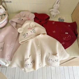 Áo khoác len cape dáng rộng cực xinh cho bé gái   - sỉ 208k