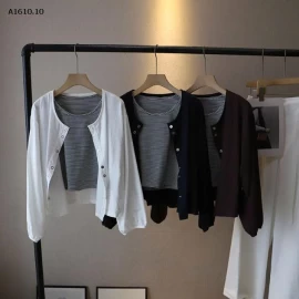 SÉT ÁO KẺ KÈM KHOÁC MỎNG- sỉ 194k
