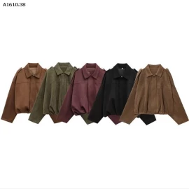 Áo khoác da lộn nữ tay dài phong cách Anh quốc- sỉ 350k