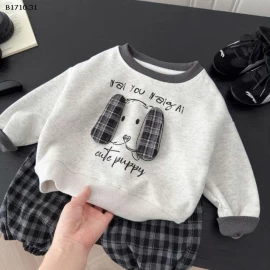 Bộ đồ nỉ trẻ em  áo chui đầu quần nỉ kẻ sọc - sỉ giá  size : 73-120 : 132k sz 130-160 : 148k