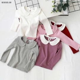 Áo thun dài tay cổ búp bê  cổ ve  cho bé- sỉ giá 105k