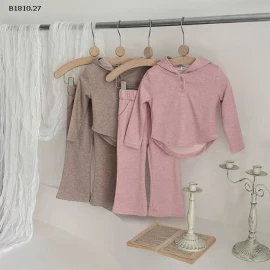 Bộ đồ nỉ trùm đầu quần ống rộng cho bé - sỉ 165k 