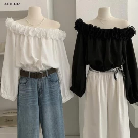 ÁO SƠ MI HỞ VAI PHỐI BÈO -Giá sỉ 203k