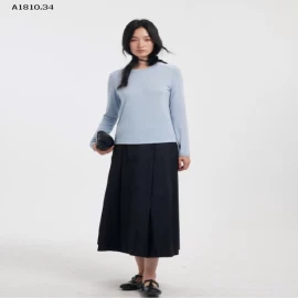 Áo len dệt kim cổ tròn bằng lụa acetate mùa thu đông dành cho nữ- sỉ 145k 