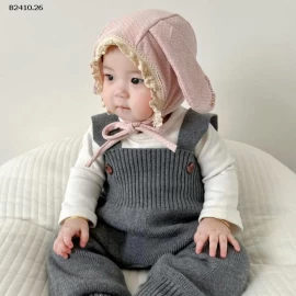 MŨ BÉ SƠ SINH TAI THỎ PHỐI REN BG-Giá sỉ 81k 