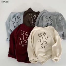 Áo thun dài tay cổ tròn in chữ số nhà Huzhou Zhili- sỉ 130k