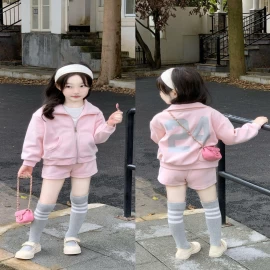 SET ÁO KHOÁC QUẦN SHORT HỒNG BÉ GÁI - sỉ 229k