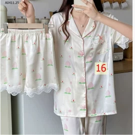 Set 3 chi tiết áo + quần đùi + quần dài lụa  - sỉ 145k