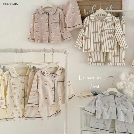 Bộ pyjama bé trai bé gái nhà  linanxi-Giá sỉ 202k