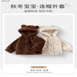 Áo khoác ấm áp có mũ trùm đầu lót lông cừu dành cho trẻ-Giá sỉ 108k