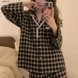 Bộ mặc nhà kẻ phối ren- sỉ 155k