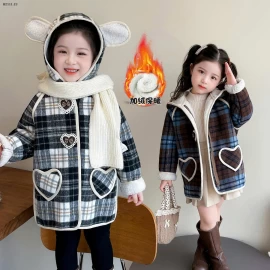 Áo khoác lót lông cừu họa tiết trái tim cho bé gái-sỉ 302k