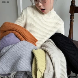 Áo len cổ lọ màu trơn Vải dệt kim nhà AMBB -Giá sỉ Sz 90-150: 168k Sz 160 : 180k