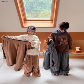 ÁO NỈ DÀY CỔ TRÒN IN HÌNH CUTE CHO BÉ -sỉ 225k