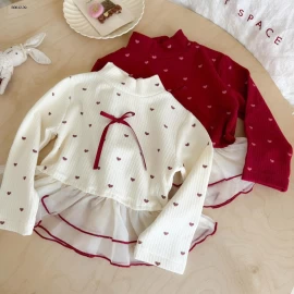 ÁO TRÁI TIM PHỐI VOAN BÈO CHO BÉ  -sỉ 141k