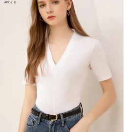 ÁO NỮ CỔ V CANVAUS-sỉ 153k