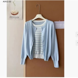 ÁO LEN KẺ GIẢ 2 MẢNH CHO NỮ-sỉ 145k