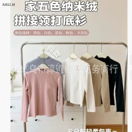 Áo sơ mi nữ cổ lửng phối nhiều mảng vải nano-Giá sỉ 86k