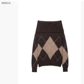 Áo dệt kim trễ vai hình thoi thời trang và đa năng kiểu Âu-Mỹ -Giá sỉ 280k