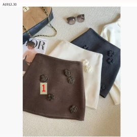 Chân váy midi len dày dặn họa tiết hoa 3D dành cho nữ nhà ANNA-Giá sỉ 180k