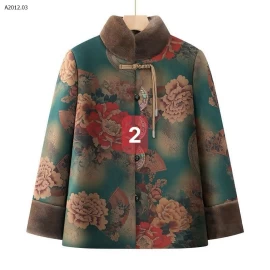  ÁO KHOÁC CỔ ĐỨNG GẤM PHỐI LÔNG CỔ- sỉ 236k