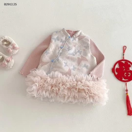 Đầm Tết cổ điển cho bé gái-Giá sỉ  váy  : 220k áo dệt kim :  130k 