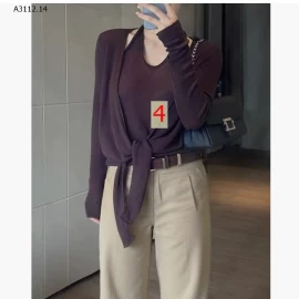 ÁO LEN CỔ YẾM HAI MẢNH PHỐI BUỘC EO ANNA - sỉ 190k