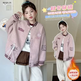 ÁO KHOÁC BOMBER HỒNG CHO BÉ GÁI-Giá sỉ 360k