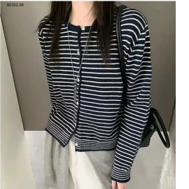 CARDIGAN LEN KẺ PHỐI MÀU VIỀN - sỉ 205k