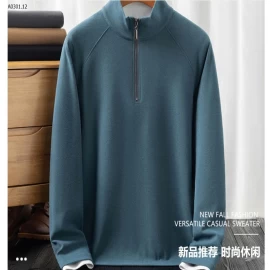 ÁO LEN LÔNG CỪU NAM CỔ KÉO KHOÁ  - sỉ 255k